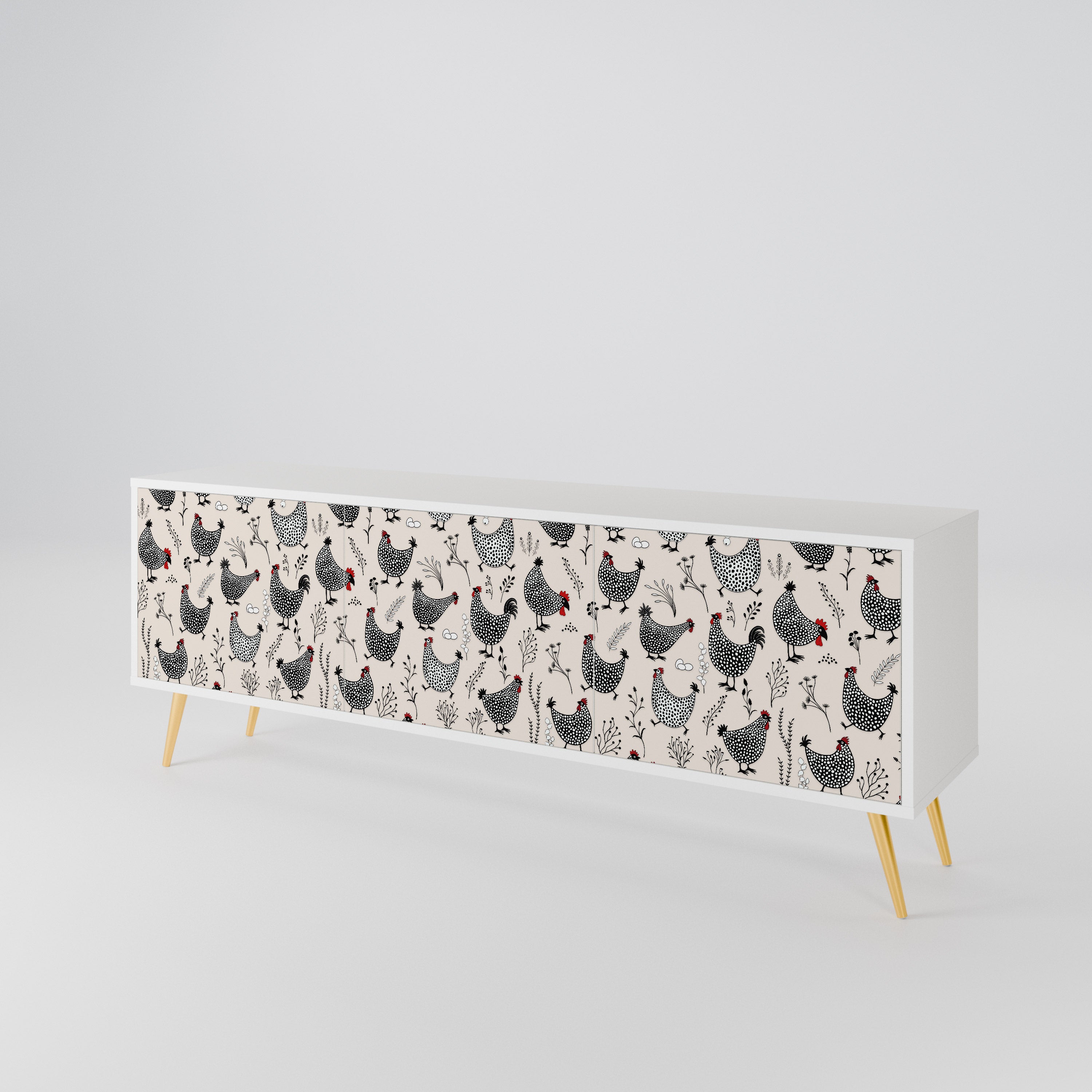HAPPY HENS 3-Door TV Cabinet