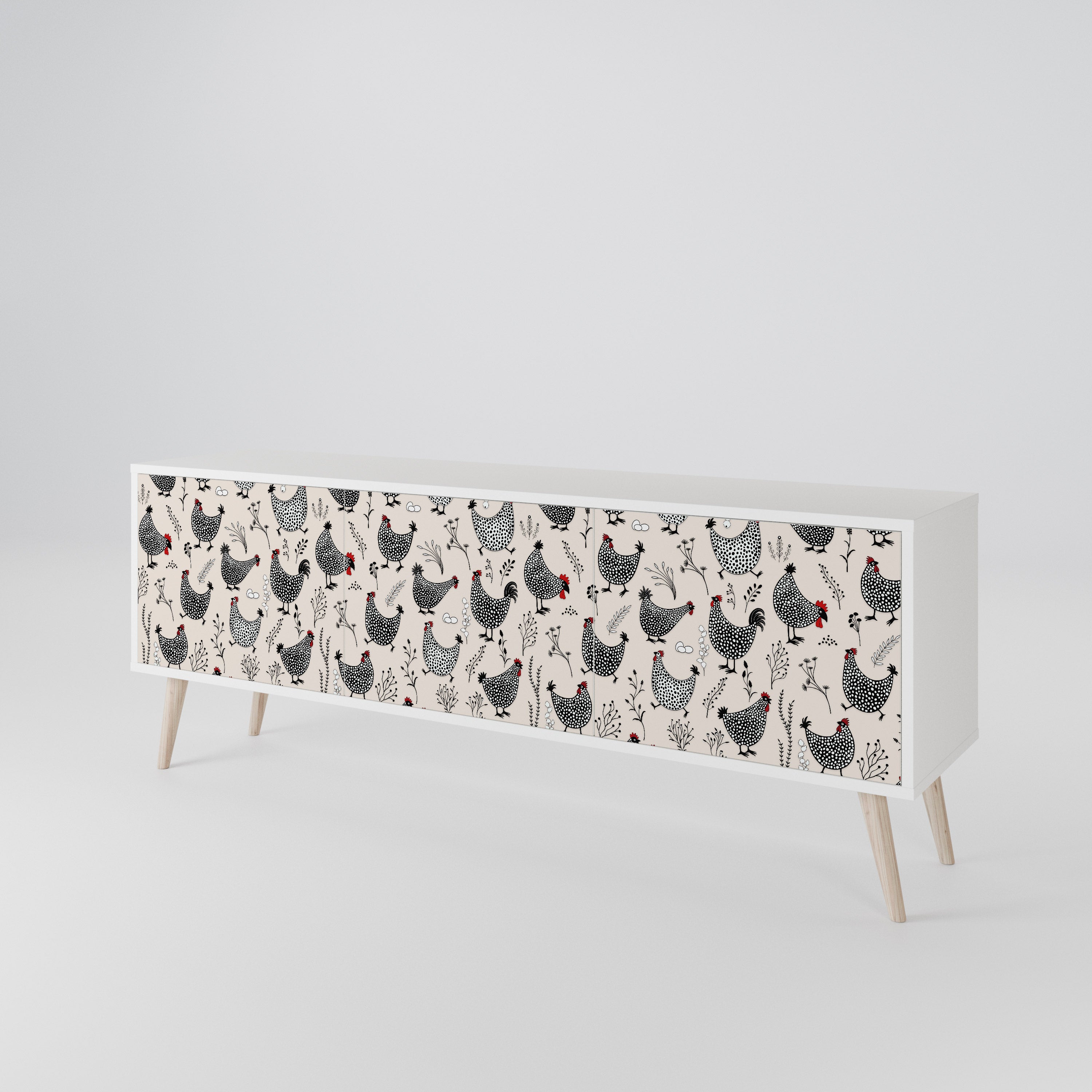 HAPPY HENS 3-Door TV Cabinet
