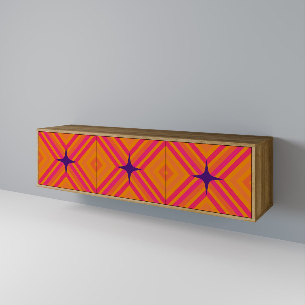 GEOMETRIC BRILLIANCE 3-dörrars TV-bänk i ekeffekt