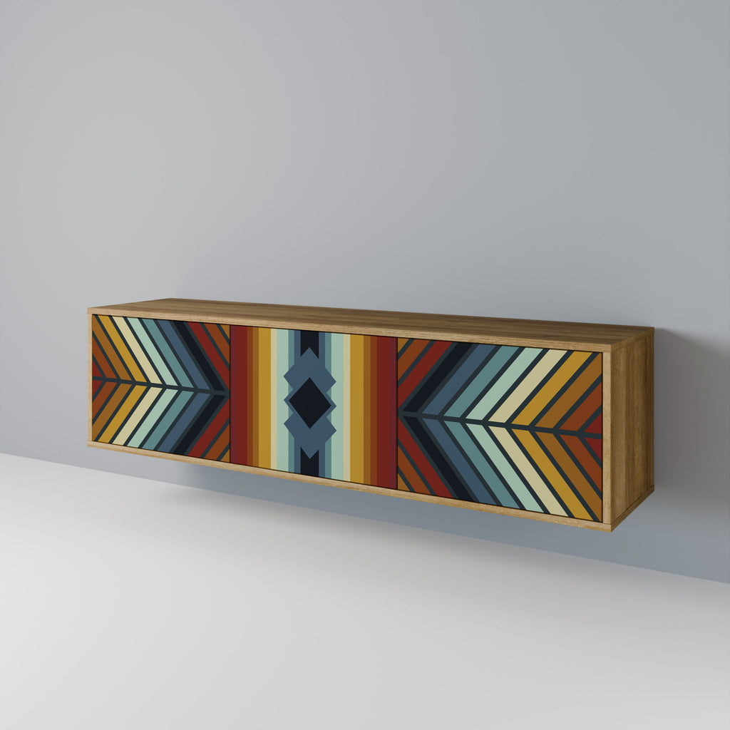 INDIGENOUS ZIGZAG 3-dörrars TV-bänk i ekeffekt