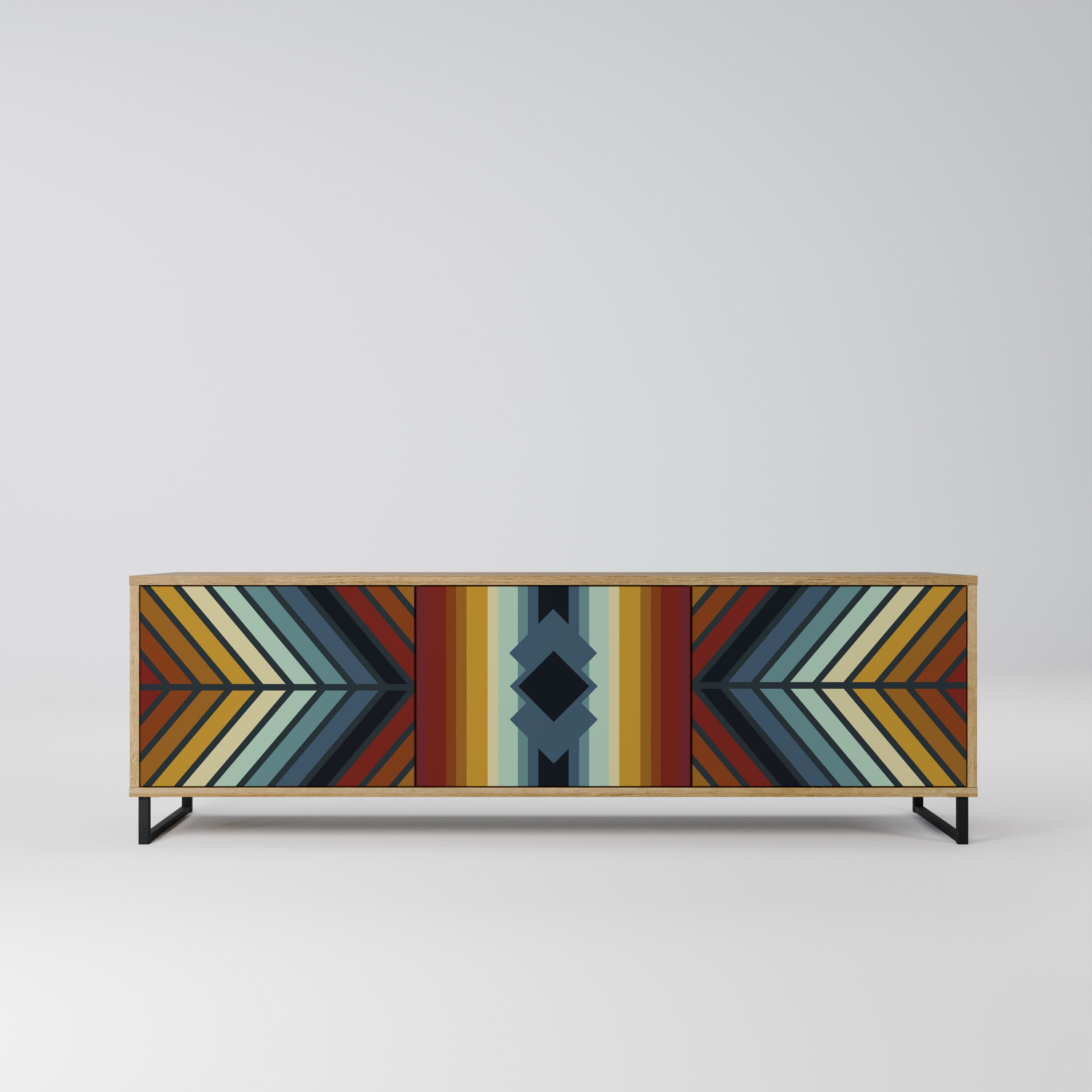 INDIGENOUS ZIGZAG 3-dörrars TV-bänk i ekeffekt