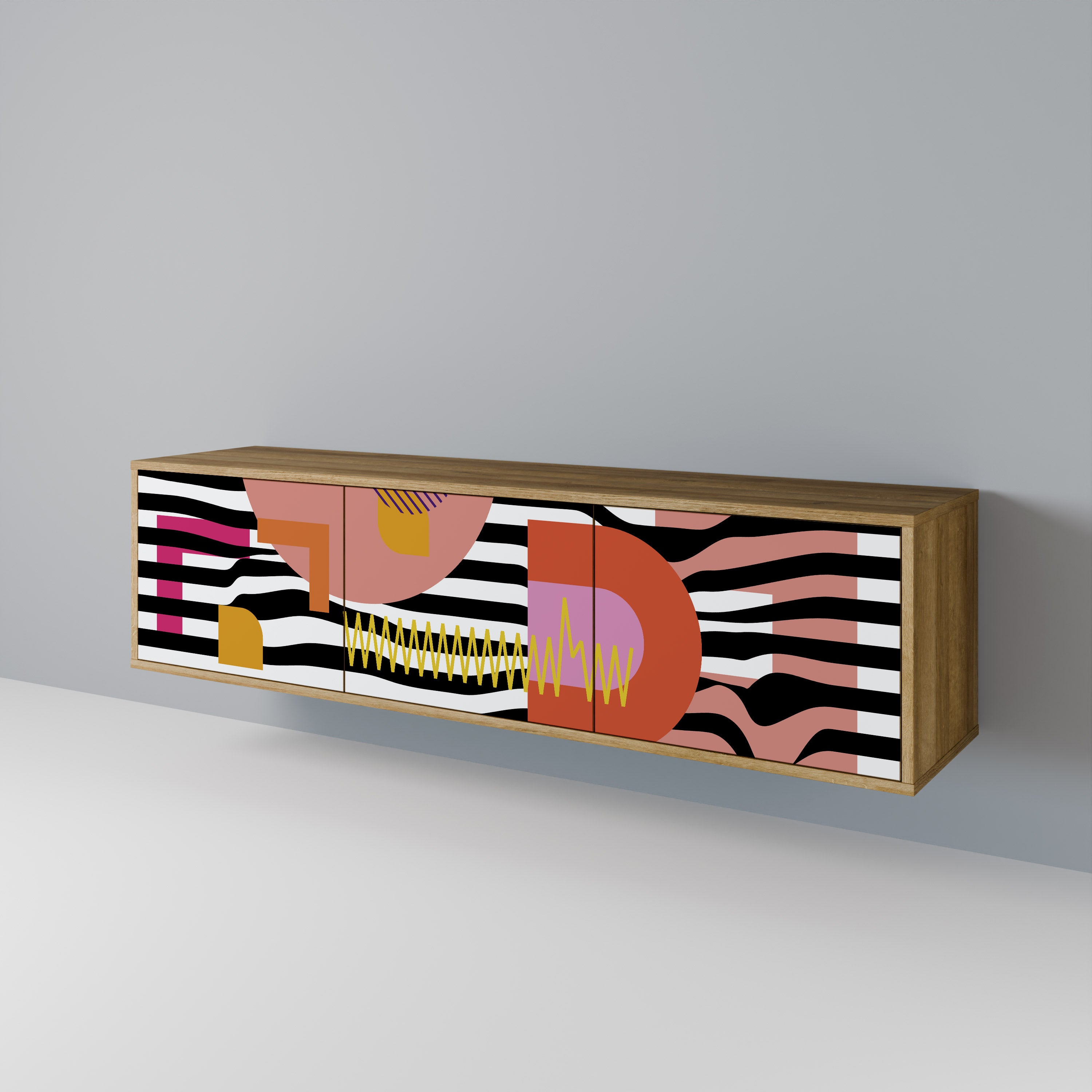 CHROMATIC ABSTRACT 3-Door TV Cabinet