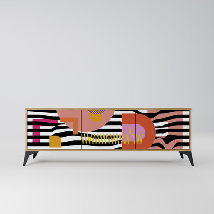 CHROMATIC ABSTRACT 3-Door TV Stand in Oak Effect