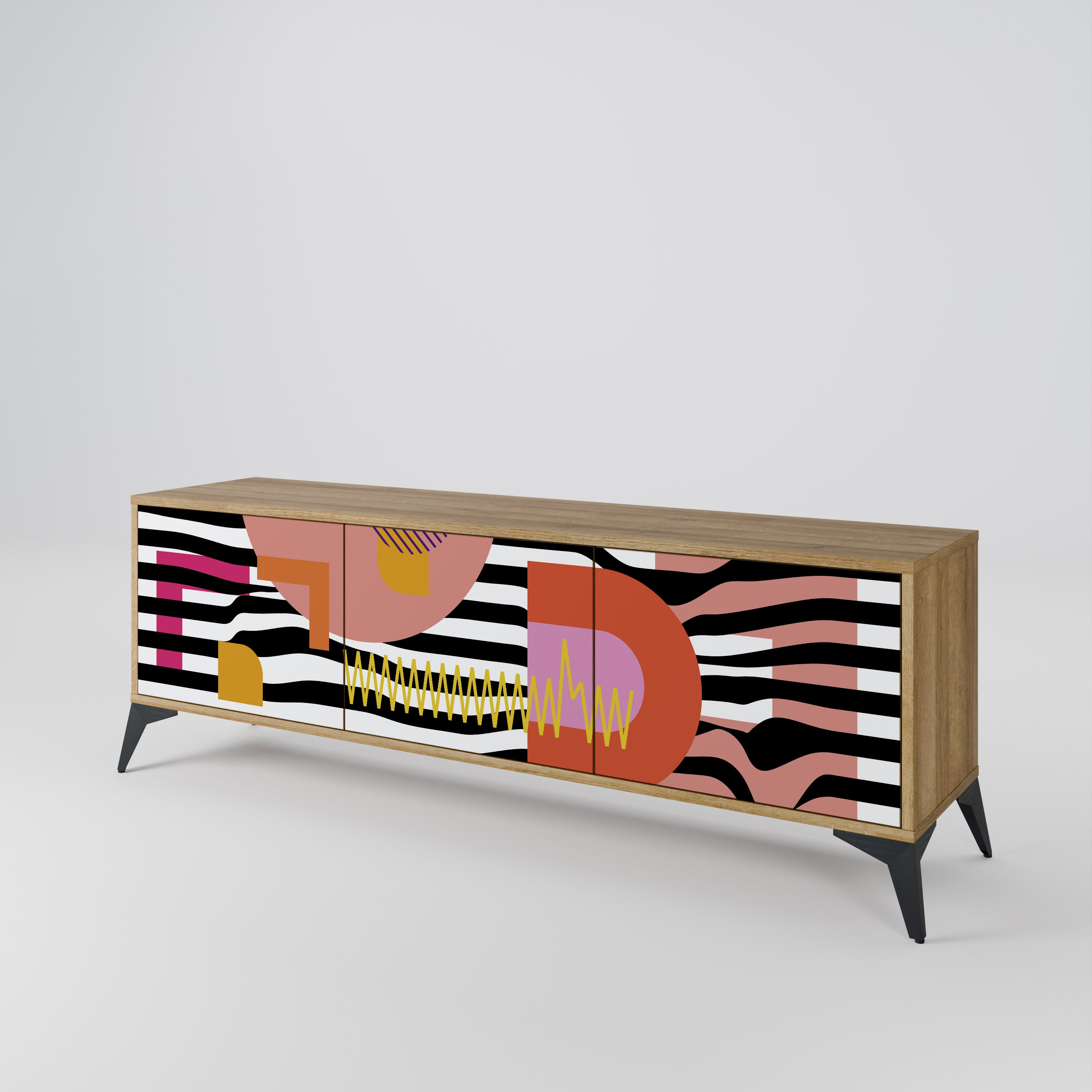 CHROMATIC ABSTRACT 3-Door TV Cabinet