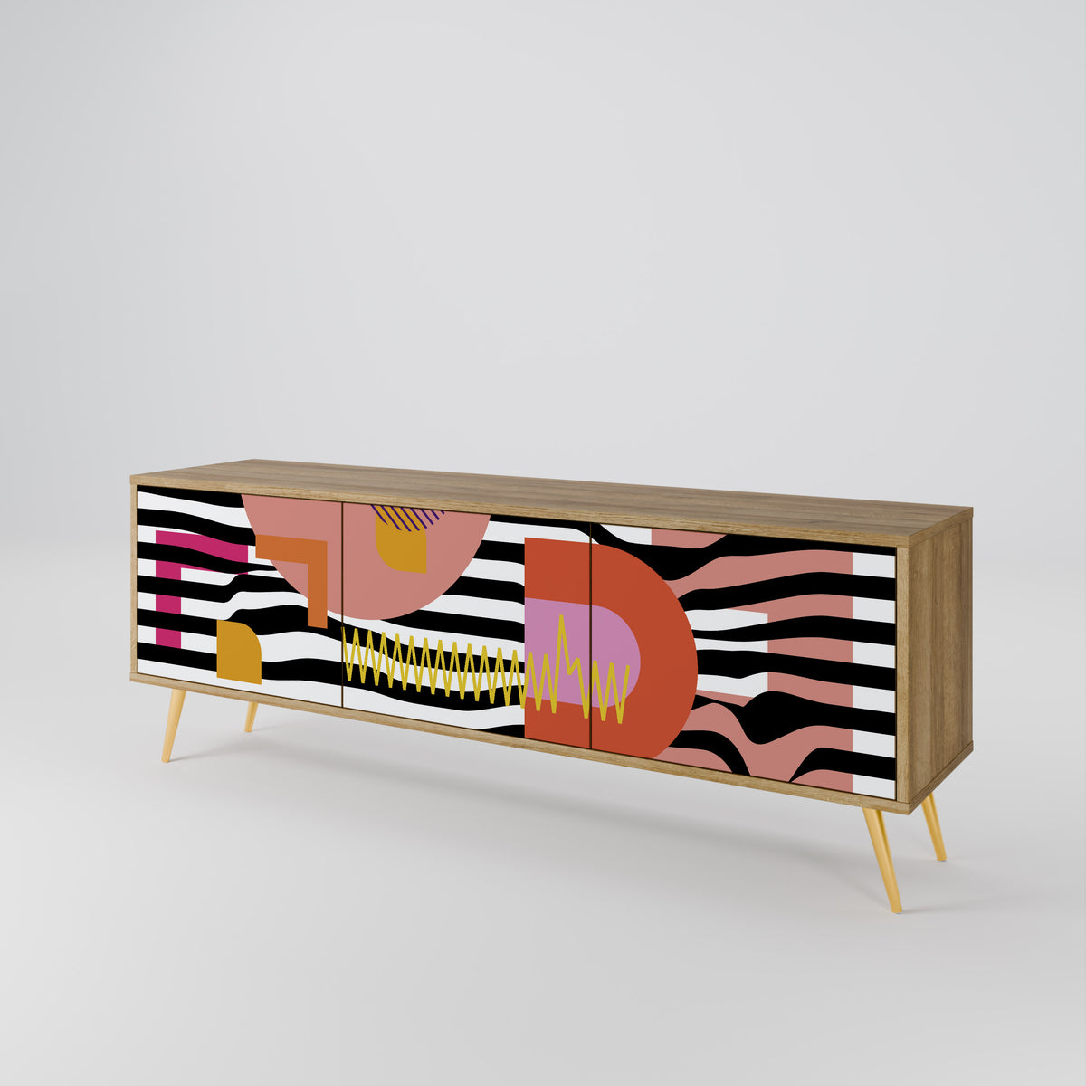 CHROMATIC ABSTRACT TV-bänk med 3 dörrar