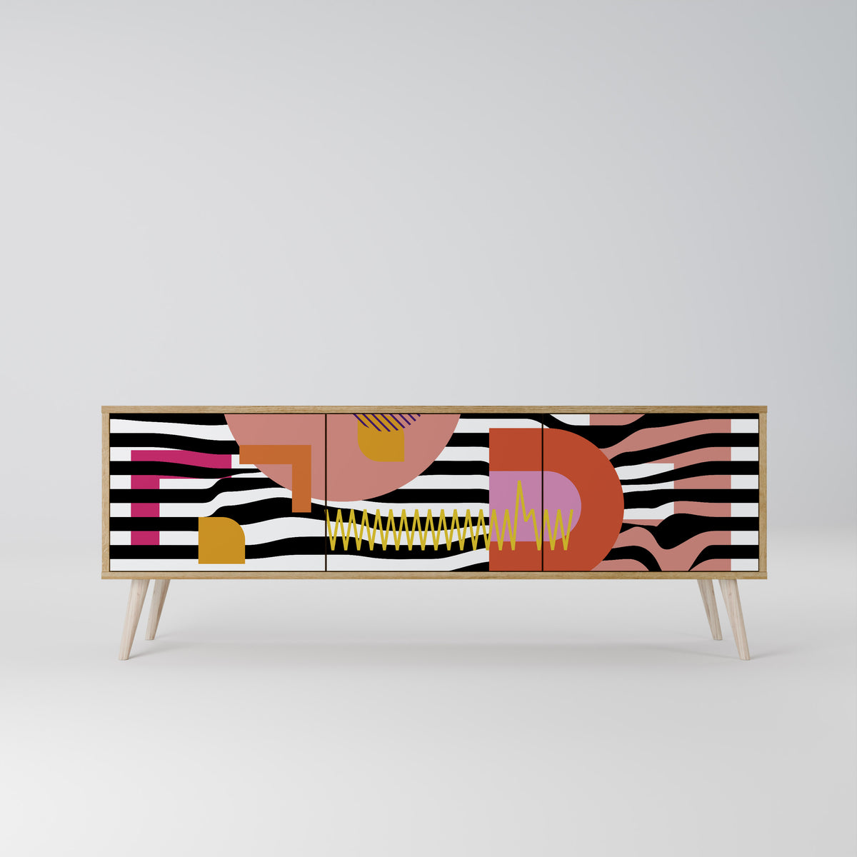 CHROMATIC ABSTRACT TV-bänk med 3 dörrar