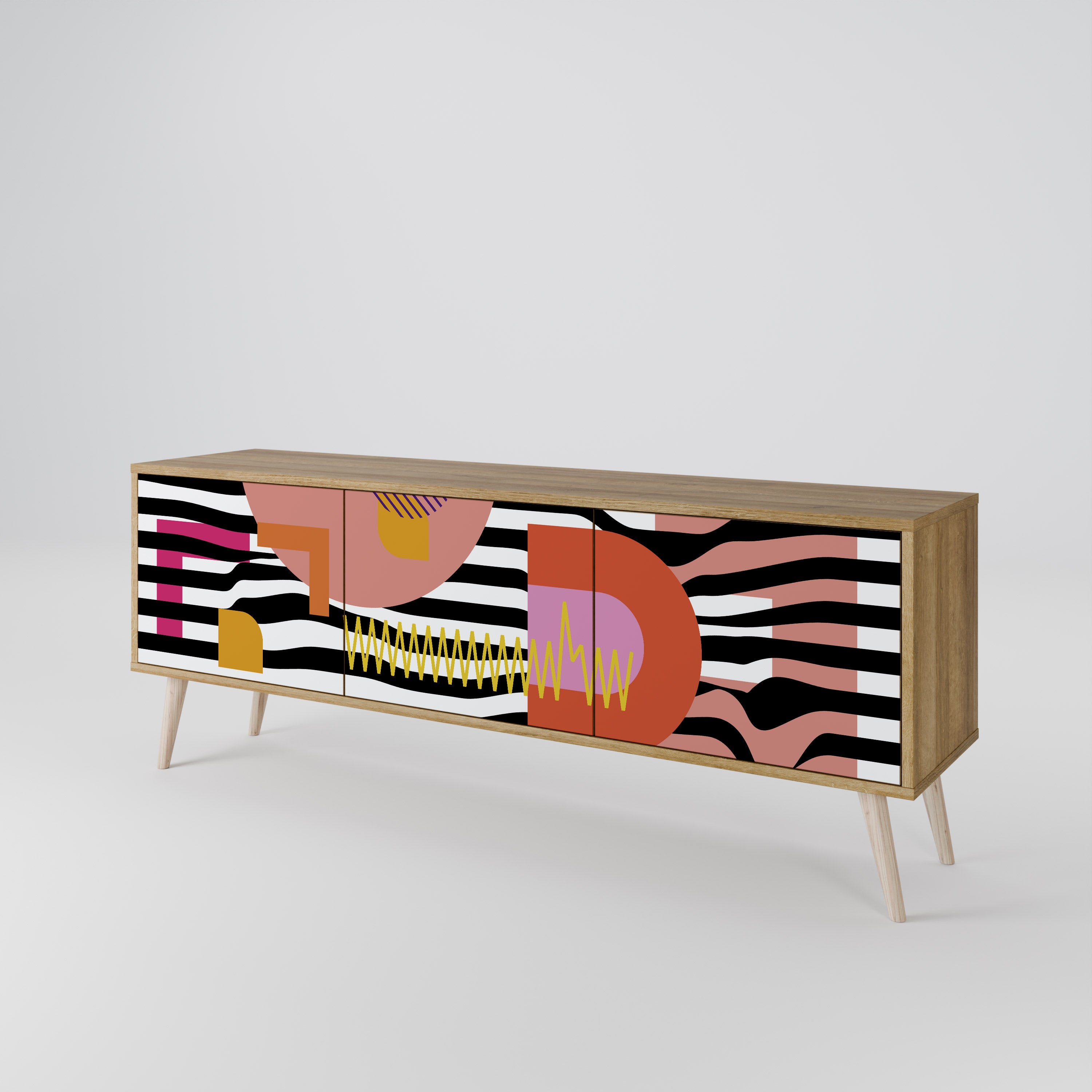 CHROMATIC ABSTRACT 3-Door TV Cabinet