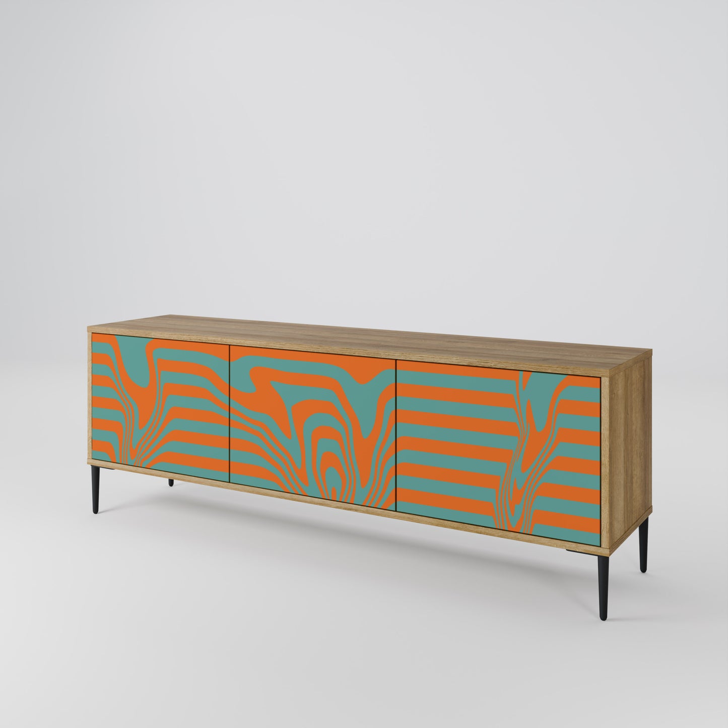 LINE COLLAPSE 3-Door TV Stand in Oak Effect
