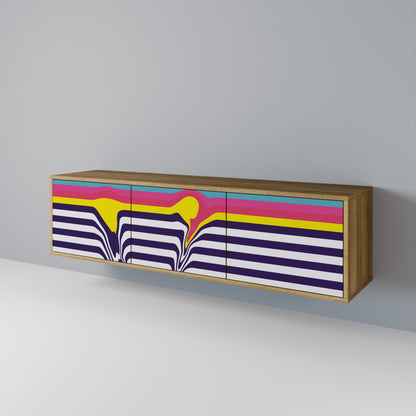 COLORFUL DIVERSION 3-Door TV Stand in Oak Effect