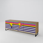 COLORFUL DIVERSION 3-Door TV Stand in Oak Effect