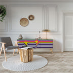 COLORFUL DIVERSION 3-Door TV Stand in Oak Effect