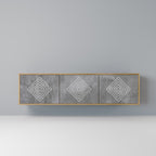 POLYGONAL ARTISTRY 3-Door TV Stand in Oak Effect