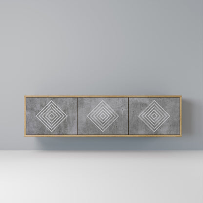 POLYGONAL ARTISTRY 3-Door TV Stand in Oak Effect