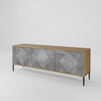 POLYGONAL ARTISTRY 3-Door TV Stand in Oak Effect