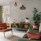 GEODE GLIMMER 3-Door TV Stand in Oak Effect