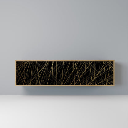 BRIGHT MESH 3-Door TV Stand in Oak Effect