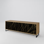 BRIGHT MESH 3-Door TV Stand in Oak Effect
