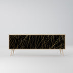 BRIGHT MESH 3-Door TV Stand in Oak Effect