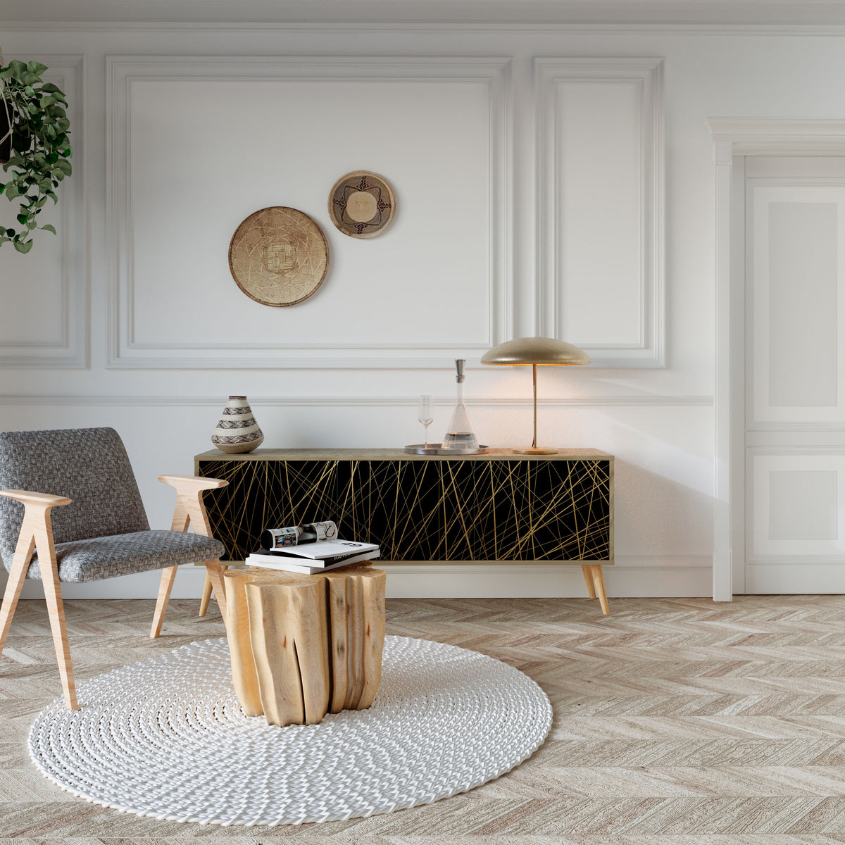 BRIGHT MESH TV-bänk med 3 dörrar