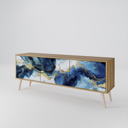 INKY MARBLE 3-dörrars TV-bänk i ekeffekt