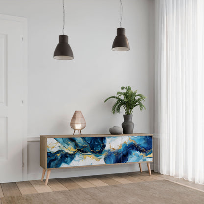 INKY MARBLE 3-dörrars TV-bänk i ekeffekt