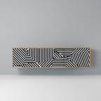 ILLUSIONARY LATTICE 3-Door TV Stand in Oak Effect