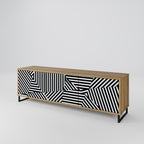 ILLUSIONARY LATTICE 3-Door TV Stand in Oak Effect