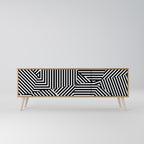 ILLUSIONARY LATTICE 3-Door TV Stand in Oak Effect