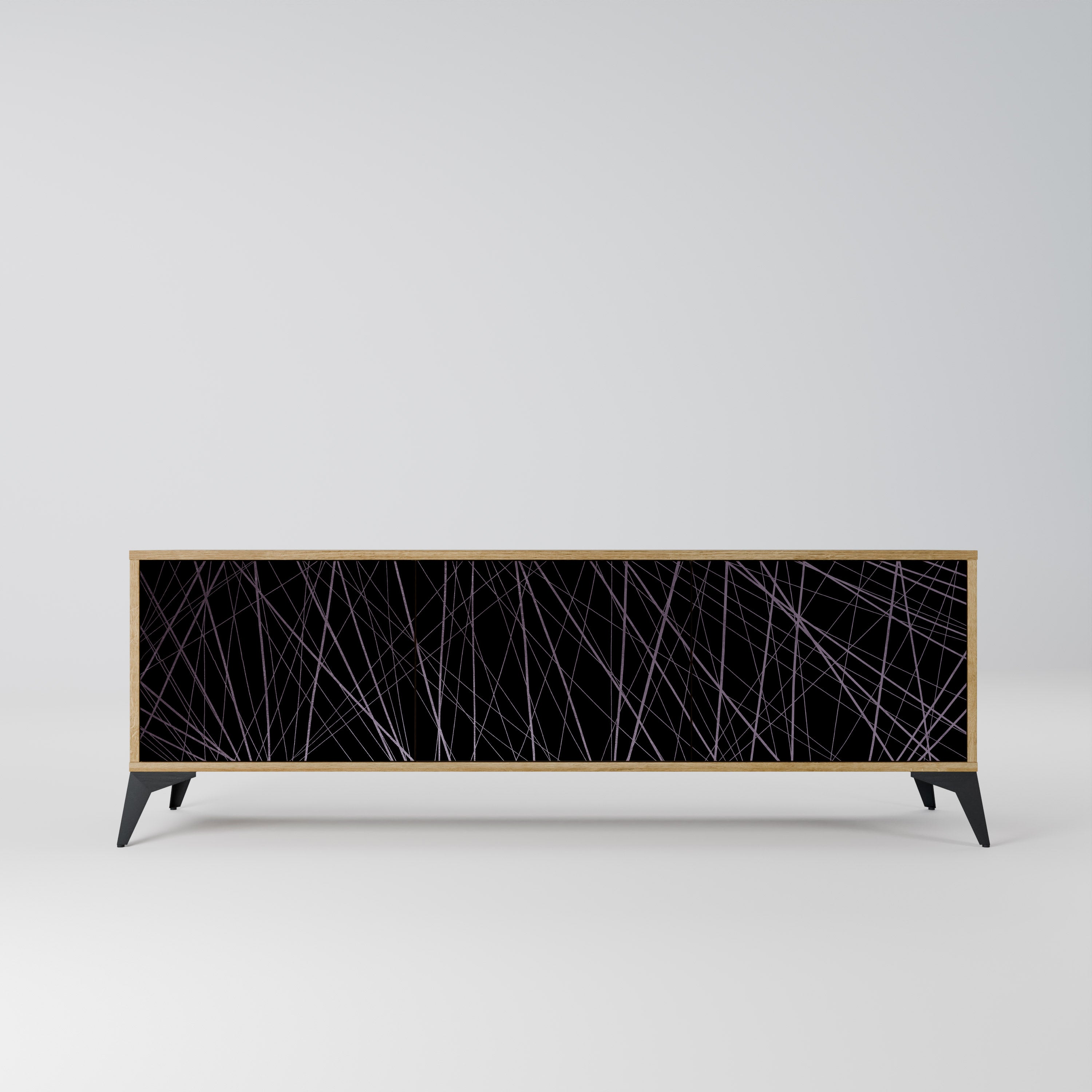 SHIMMER SPIDERGRAM 3-dörrars TV-bänk i ekeffekt