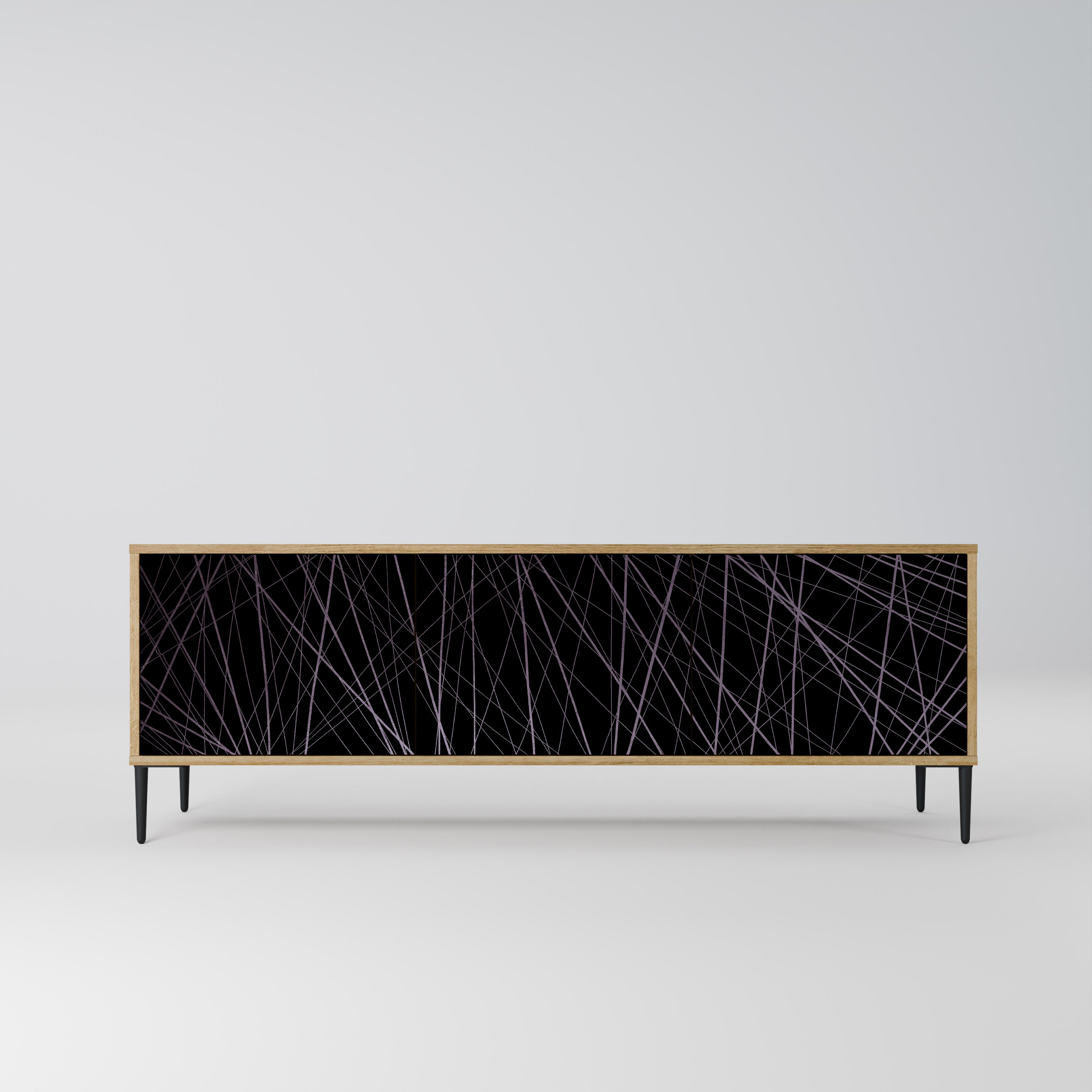 SHIMMER SPIDERGRAM 3-dörrars TV-bänk i ekeffekt
