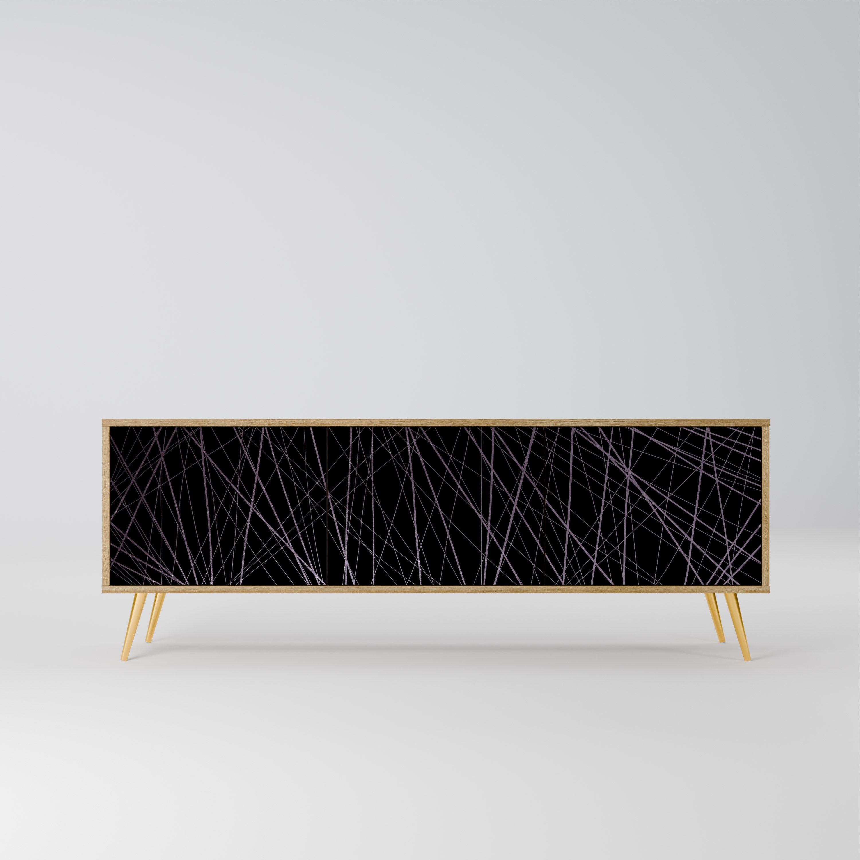 SHIMMER SPIDERGRAM 3-dörrars TV-bänk i ekeffekt