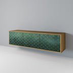 TESSELATED GREENERY 3-Door TV Stand in Oak Effect