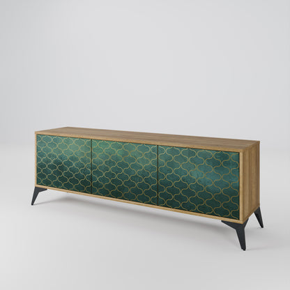 TESSELATED GREENERY 3-Door TV Stand in Oak Effect