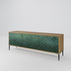 TESSELATED GREENERY 3-Door TV Stand in Oak Effect