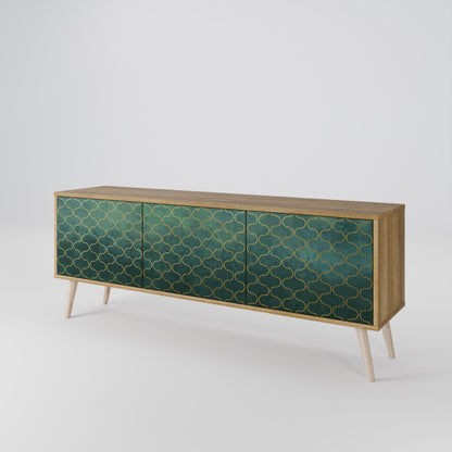 TESSELATED GREENERY 3-Door TV Stand in Oak Effect