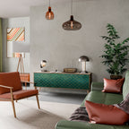 TESSELATED GREENERY 3-Door TV Stand in Oak Effect