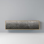 TESSELATED GRAYISH 3-Door TV Stand in Oak Effect