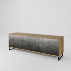 TESSELATED GRAYISH 3-Door TV Stand in Oak Effect