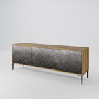 TESSELATED GRAYISH 3-Door TV Stand in Oak Effect