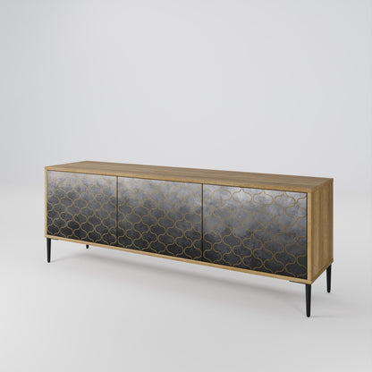 TESSELATED GRAYISH TV-bänk med 3 dörrar