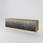 TESSELATED GRAYISH 3-Door TV Stand in Oak Effect