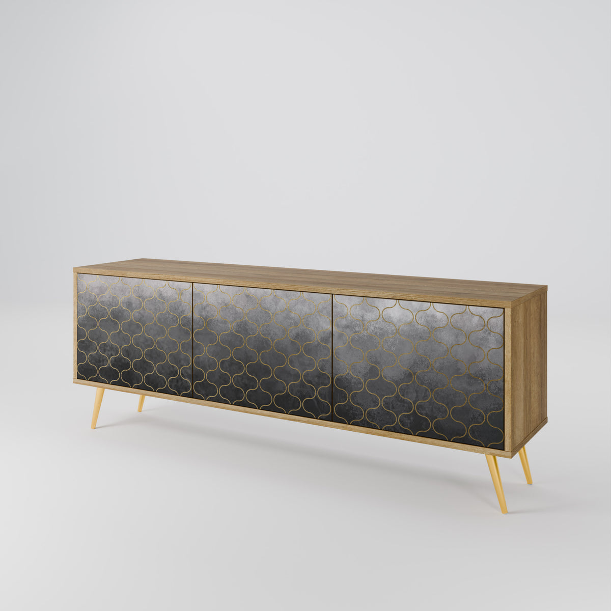 TESSELATED GRAYISH TV-bänk med 3 dörrar