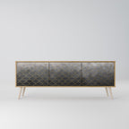 TESSELATED GRAYISH 3-Door TV Stand in Oak Effect