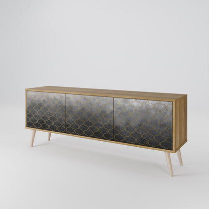 TESSELATED GRAYISH 3-Door TV Stand in Oak Effect