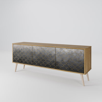 TESSELATED GRAYISH TV-bänk med 3 dörrar