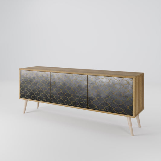 TESSELATED GRAYISH TV-bänk med 3 dörrar
