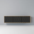 TESSELATED BLACKNESS 3-Door TV Stand in Oak Effect