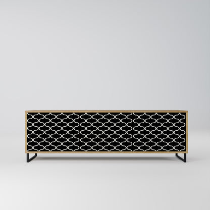 TESSELATED BLACKNESS 3-Door TV Stand in Oak Effect