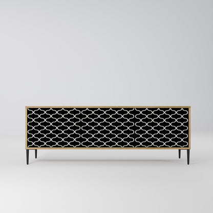 TESSELATED BLACKNESS 3-Door TV Stand in Oak Effect
