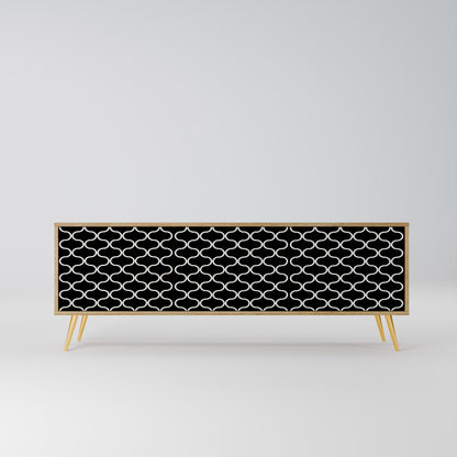 TESSELATED BLACKNESS 3-Door TV Stand in Oak Effect